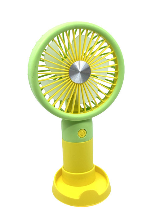 Şarjlı Taşınabilir El Pervanesi Masa Üstü Mini Fan (Sarı-Yeşil)