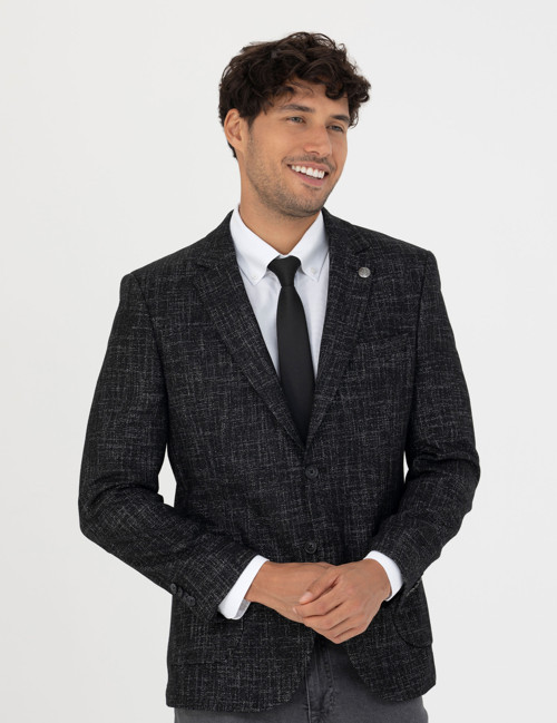 Siyah Ekstra Slim Fit Yün Karışımlı Blazer Ceket 50273154-VR046