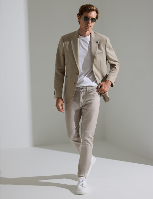 Bej Yün Karışımlı Slim Fit Ceket 50291937-VR011