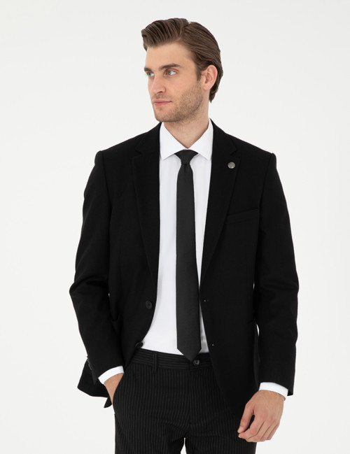 Siyah Yün Karışımlı Ex. Slim Fit Ceket 50291930-VR046