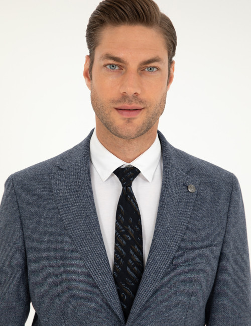 Lacivert Yün Karışımlı Slim Fit Ceket 50291937-VR033