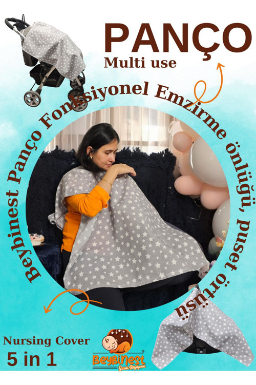 Fonksiyonel Panço Emzirme Örtüsü Puset Örtüsü Bebek Arabası Örtüsü Tek Ürün