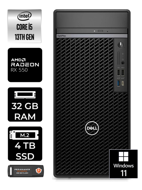 OPTIPLEX i5 13500 32GB RAM 4TB SSD RX550/4GB W11PRO N010O7010MTU MASAÜSTÜ PC & PER4BELLEK