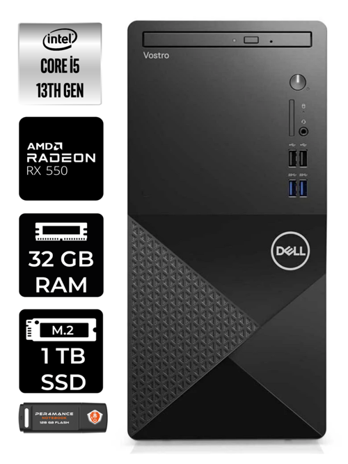 VOSTRO i5 13400 32GB RAM 1TB SSD RX550/4GB FDOS N2050VDT3020MT MASAÜSTÜ PC & PER4 BELLEK