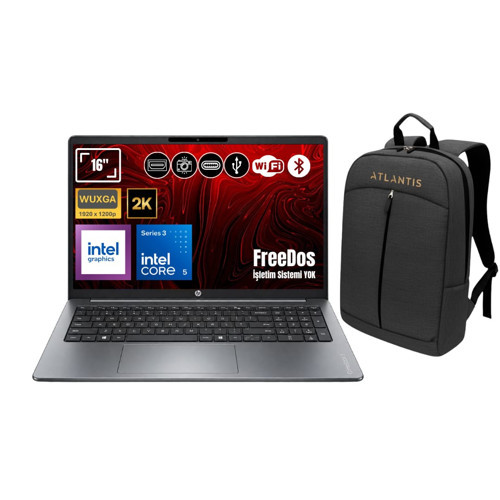 OmniBook 3 16-BU0022NT Core 5 315 8GB DDR5 1TB SSD 16" 2K IPS FreeDOS Notebook+Çanta DX9T1EA_19