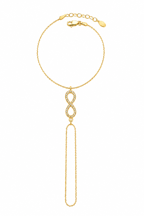 💎 Premium Parlak ve Şık Gold Renk Sonsuzluk Figürlü Şahmeran 925 Ayar Gümüş Bileklik (20 cm)