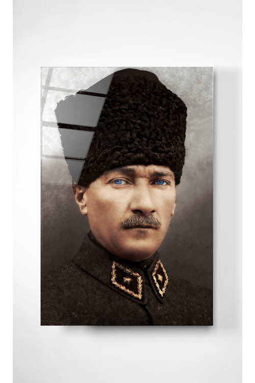 Atatürk Cam Tablo | Sanatsal Duvar Dekoru | Solmayan Canlı Renkler | Mutfak Ve Yemek Alanı | Sevdiklerinize Hediyelik | Dayanıklı Cam Yapı