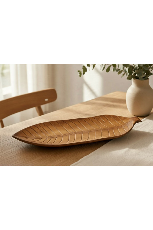 Tekli Dekoratif Beton Sarı Yaprak – Ev Dekorasyonu, 53x16 cm