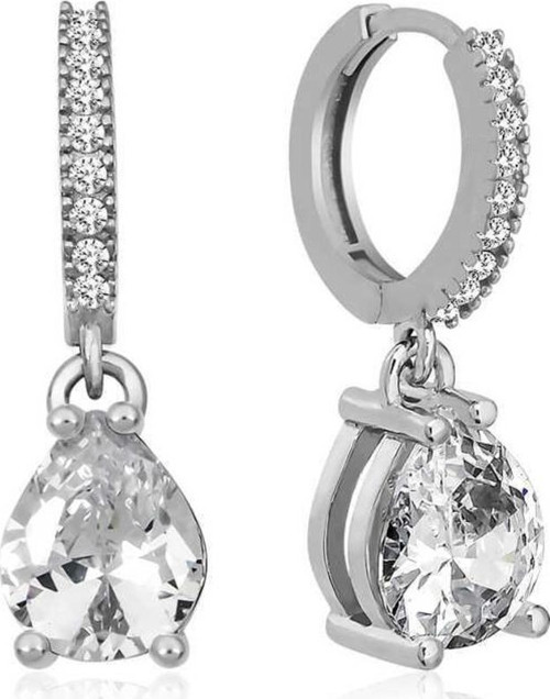 Gümüş Rodyum Halka Damla Küpe