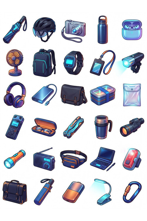 30 Adet Şehirli Günlük Eşyalar Sticker Seti - Laptop Telefon Ajanda
