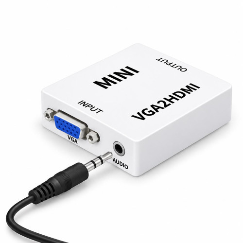 CS-1453 VGA to HDMI Görüntü Dönüştürücü Adaptör – VGA Giriş HDMI Çıkış Video Converter Beyaz