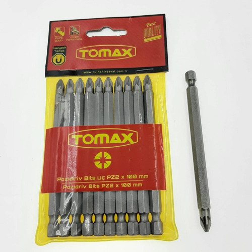 Tomax PZ2X100 Yıldız Manyetik Bits Uç Pozidriv 10 Adet