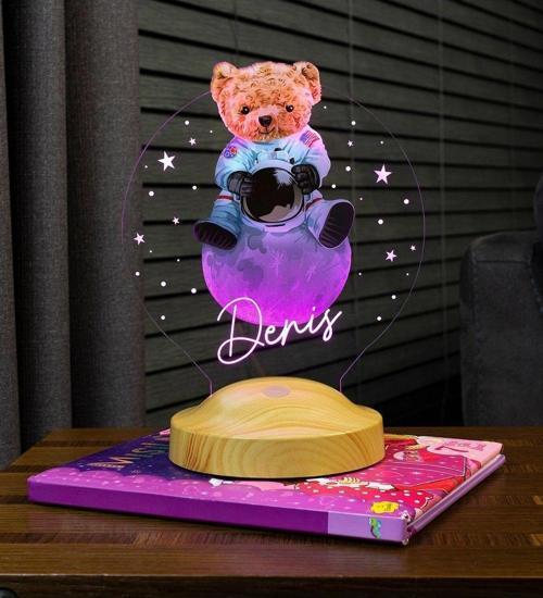 Çocuk Odası Hediyesi, Ayı Teddy, Ayıcık Led Lamba, Doğum Günü Hediyesi Renkli Baskılı Led Lamba