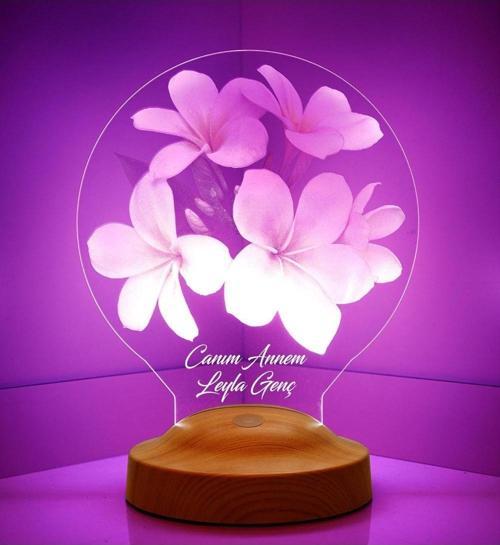 Anneye Çiçek Hediyesi, Anneler Günü Hediyesi, Canım Annem Plumeria Çiçeği Hediyesi Led Lamba
