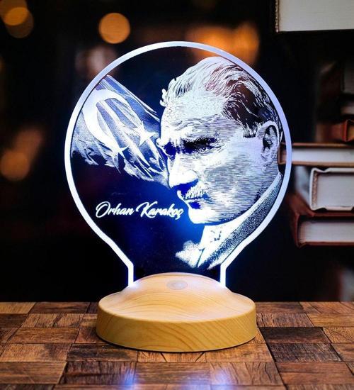 Atatürk Görselli Hediye, Atatürk Türk Bayrağı Hediyesi Led Lamba