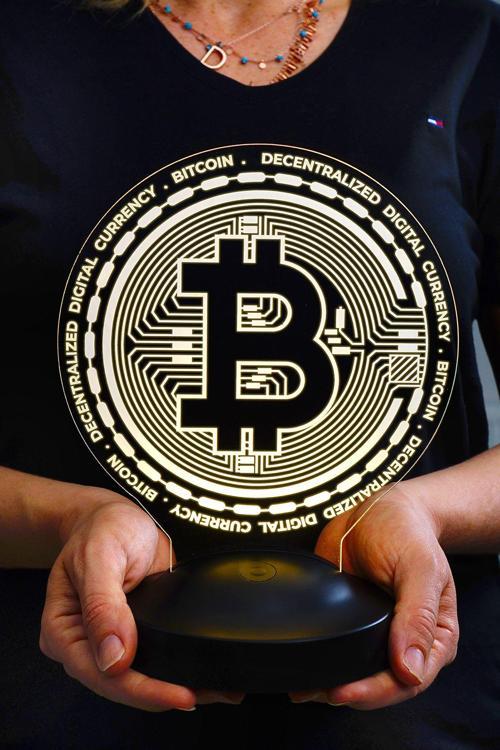 Bitcoin, Bitcoin Sembollü Hediye, Bitcoin Para Jetonu Şeklinde 3D Led Lamba, Kripto Para Logo