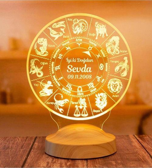Burç Hediyelik Kişiye Özel Astrolojik Led Lamba