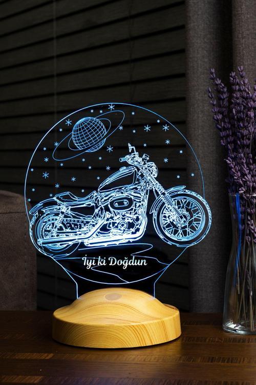 Sevgi Lambası Motosiklet Chopper, Motor Hayranına Doğum Günü Hediyesi, Cruiser, Motosiklet Figürlü 3d Led Lamba