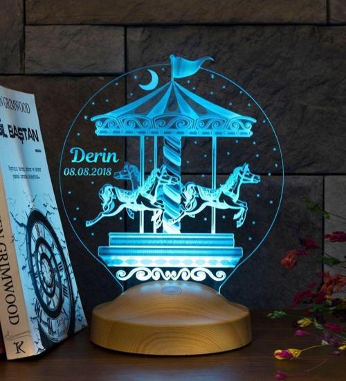 Çocuk Odası Hediyesi, Nostaljik Atlı Karınca 3 Boyutlu Led Lamba