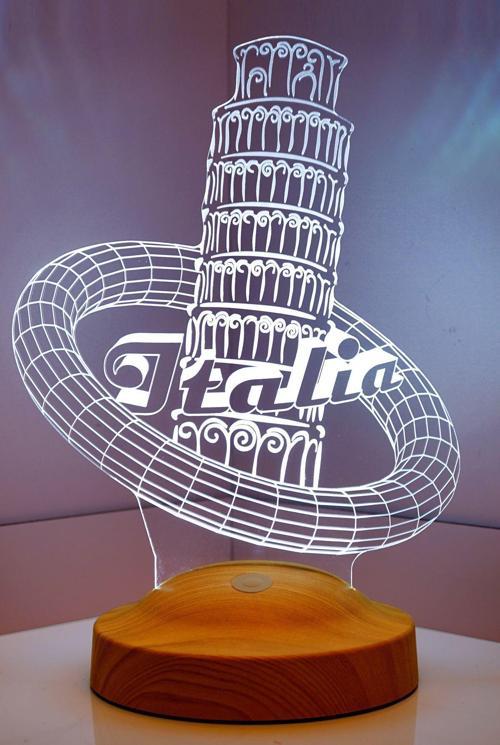 Pisa Kulesi Italya Aşıklarına Hediye, 3 Boyutlu Led Lamba