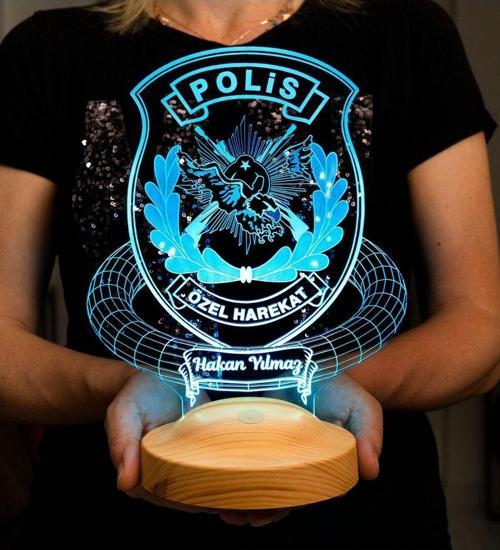 Polis Özel Harekat Gece Lambası,Emniyet Mensuplarına Hediye, Kişiye Özel Polis Temalı 3D Led Lamba,