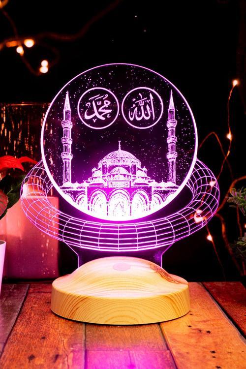Ramazan Hediyesi, Allah Hz. Muhammed Yazılı Camii, Dini Hediye 3d Led Lamba