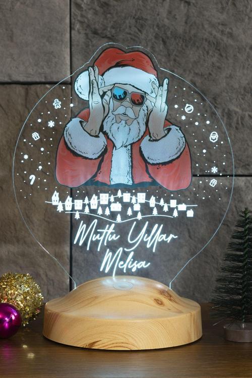 Renkli Baskı Noel Baba Yılbaşı Hediyesi Kişiye Özel Gece Lambası, 3D Led Lamba, Yeni Yıl Hediyesi