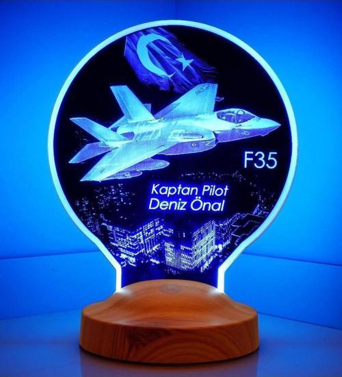 F35 Savaş Uçağı Led Lamba , Pilota Hediye Masa Lambası , Kişiye Özel Uçak Led Lamba