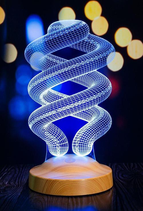 Spiral Şeklinde Gece Lambası, Helezon 3d Led Lamba