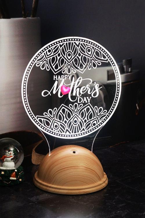 Happy Mother's Day Işlemeli Anneler Günü Hediyesi Gece Lambası, Anneye Hediye Led Lamba