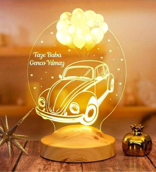 Vosvos Araba Volkswagen Beetle Hediyesi, Araba Hayranlarına Babaya Doğum Günü Hediyesi Led Lamba