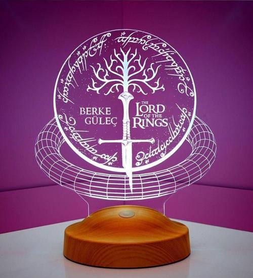 Yüzüklerin Efendisi Hediyesi, The Lord Of The Rings Hediyesi, Kılıç Sembollü 3d Hediye Led Lamba