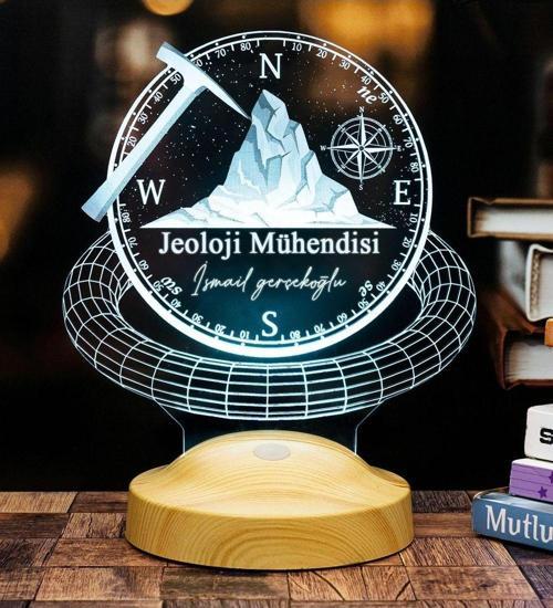 Jeoloji Mühendisi Hediyesi 3d Lamba Jeolog Hediyesi Led Masa Lambası