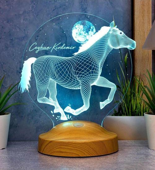 Koşan At Tasarımlı, At Figürlü Hediye 3 Boyutlu 3d Led Lamba