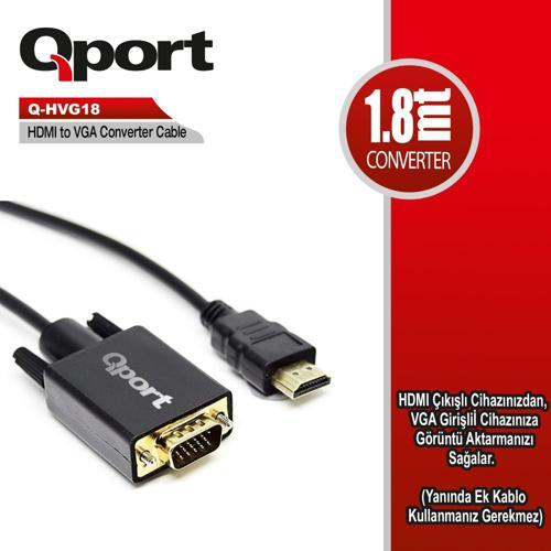 Q-HVG18 HDMI=>VGA 1,8m ÇEVİRİCİ KABLO