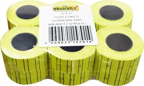 12 x 21 Fiyat Etiketi Florasan Sarı Fix-5701 (12 Rulo)