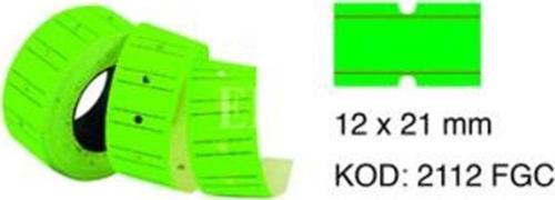 Fiyat Etiketi Çizgili 12x21 Fosforlu Yeşil (6 Lı Paket) 6 Rulo
