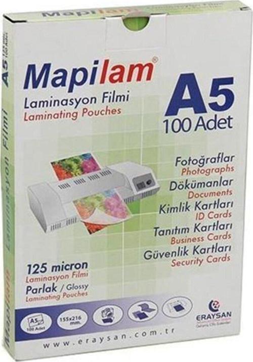 A-5 Laminasyon Filmi 125 Micron Parlak 100 Lü (1 Paket 100 Adet)