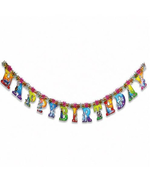 Dekoratif Simli Happy Birthday Kar Prensesi Frozen Karton Banner Doğum Günü Parti Süsü