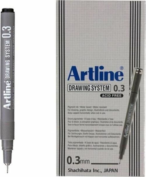 Çizim Kalemi Drawing System 0.03 MM Uç Siyah (12 Li Paket)