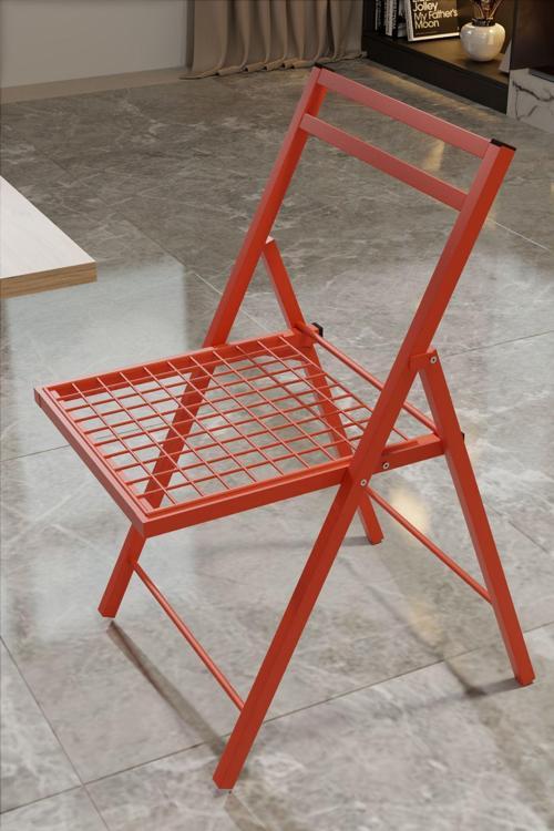 2 Adet Katlanır Siyah Metal Sandalye Minderli. Bistro Sandalye 20242K