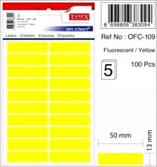 Ofis Etiketi Fosforlu Sarı 50x13 MM Ofis Etiketi 5 Yaprak (10 Lu Paket)