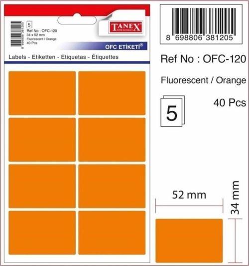 Ofis Etiketi Fosforlu Turuncu 34 x 52 MM Ofis Etiketi 5 Yaprak (10 Lu Paket)