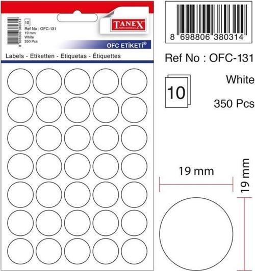 Ofis Etiketi Poşetli Yuvarlak 19 Mm Beyaz Ofis Etiketi 5 Yaprak (10 Lu Paket)