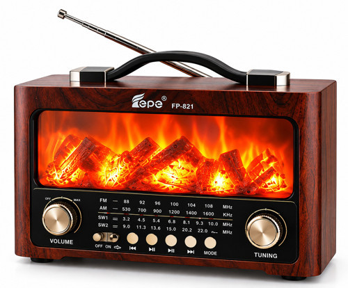 FP821 Şömine Efektli Retro Radyo – Bluetooth, USB, TF Kart, FM/AM/SW
