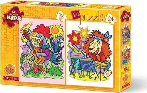 Müzisyen Hayvanlar 2 Li 12 + 24 Parça 3+ Yaş Puzzle