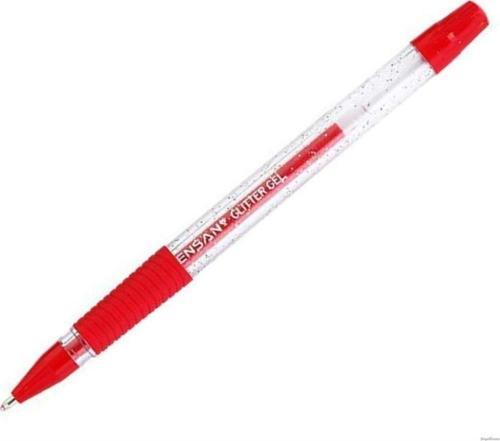 Kırmızı Simli Jel Tükenmez Kalem Jel Simli 1.0 MM Kırmızı (12 Li Paket)