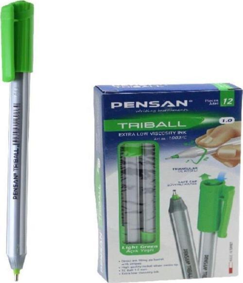 Trıball Tükenmez Kalem Açık Yeşil 1.0 MM Bilye Uç (12 Li Paket)