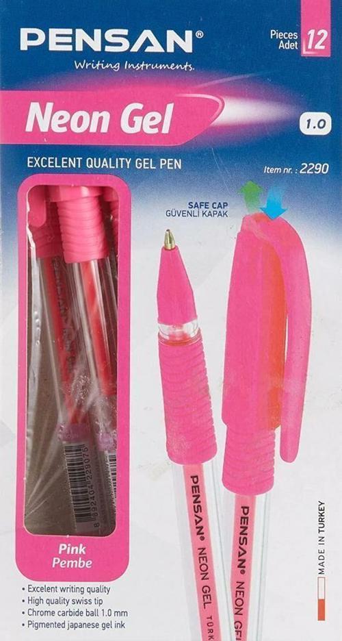 Tükenmez Kalem Jel 1.0 MM Neon Pembe (12 Li Paket)