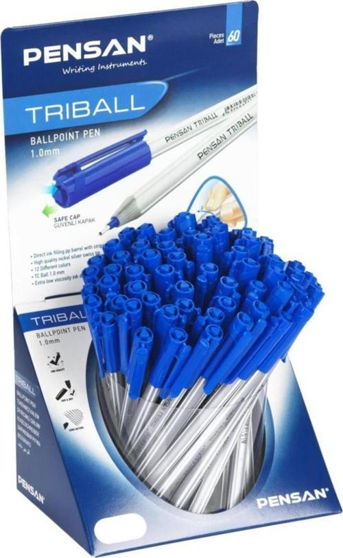 Tükenmez Kalem Triball 1.0 MM Bilye Uç Mavi 60 LI Stand 1003 (60'lı Paket)